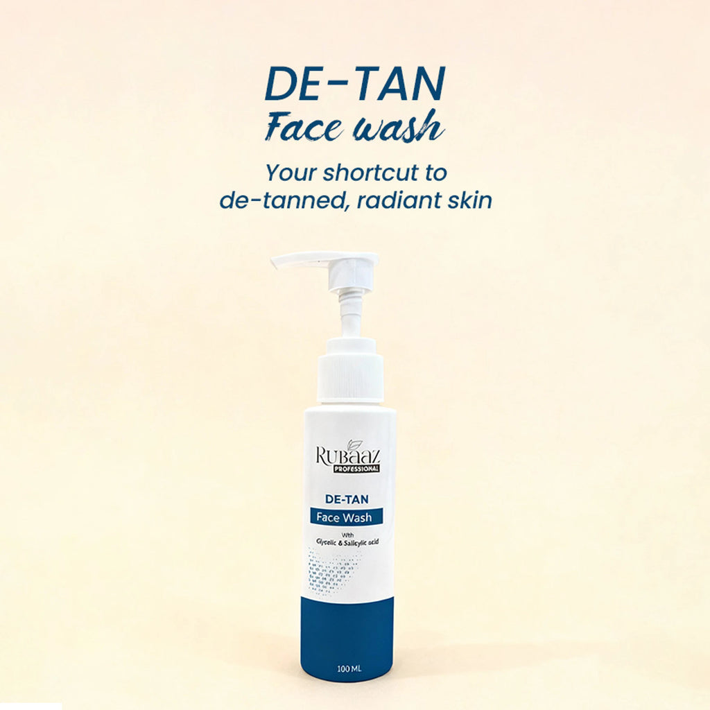 RUBAAZ De-Tan  for Tan Removal with Glycolic & Salicylic Acid Face Wash (100 ml)
