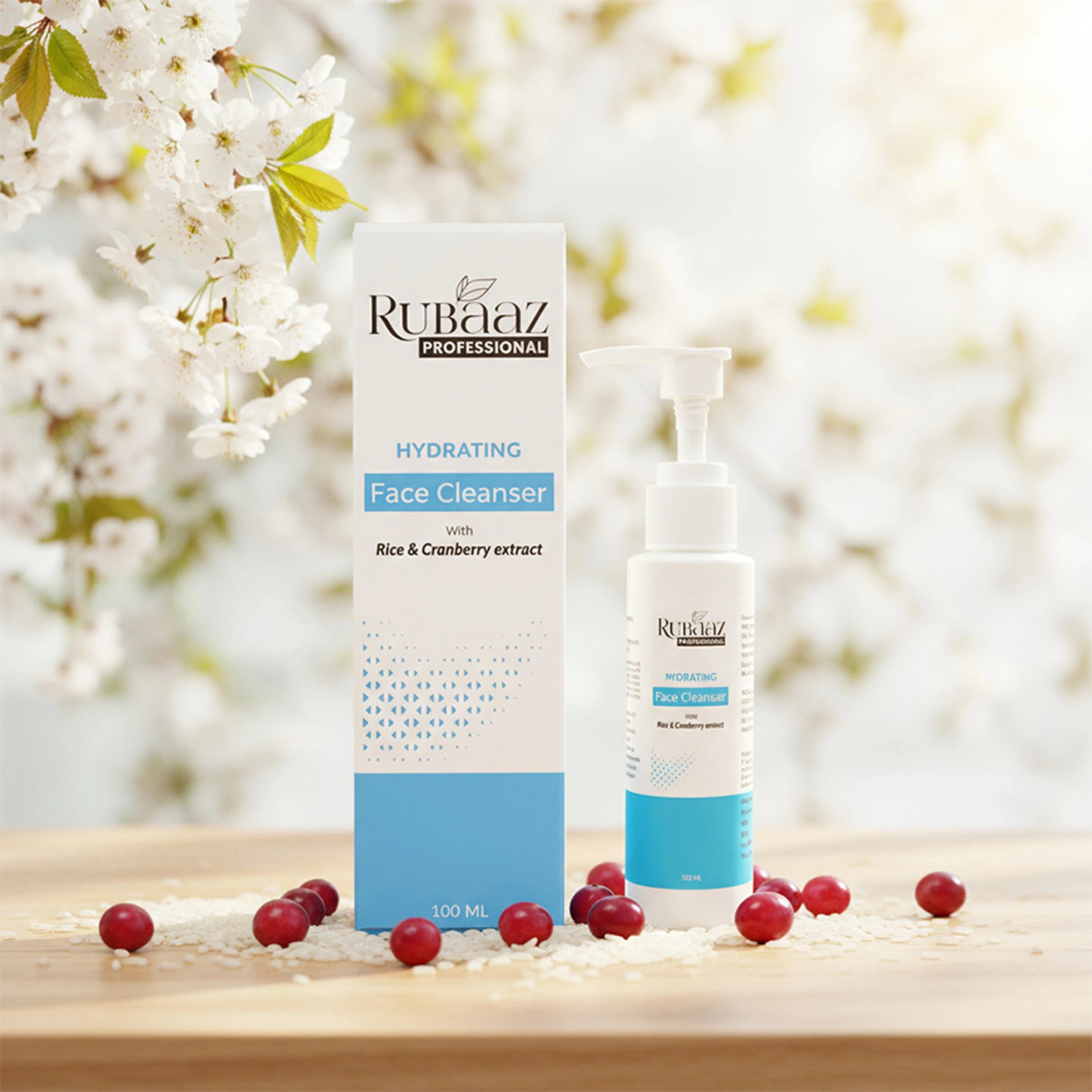 RUBAAZ Hydrating Face Cleanser with Rice & Cranberry Extract for Soft Glowing Skin Face Wash (100 ml)