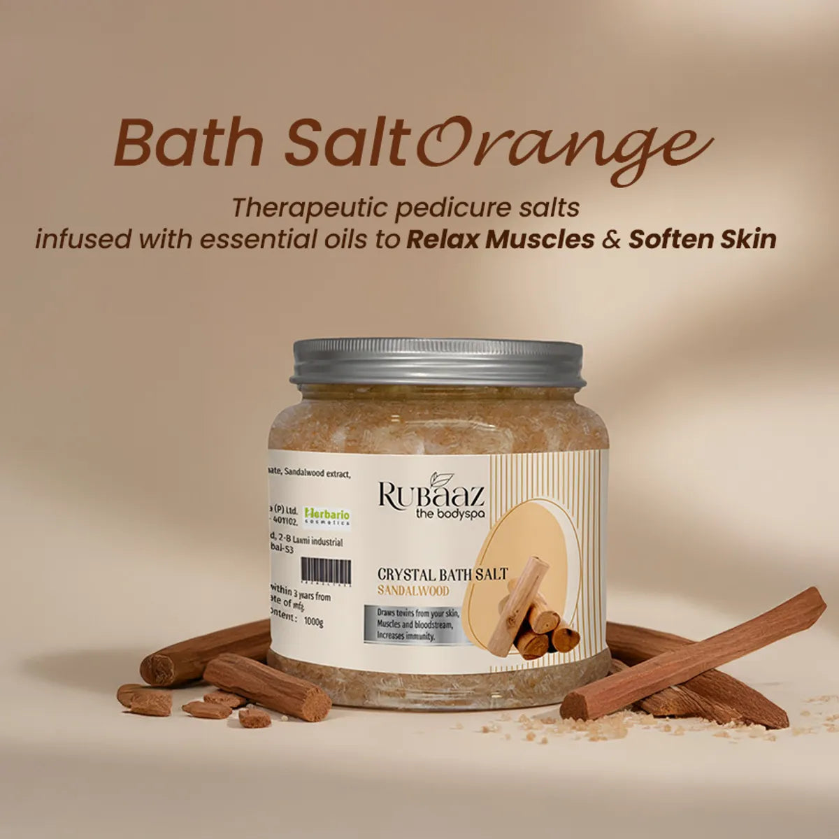 Rubaaz Sandal Wood Crystal Bath Salt